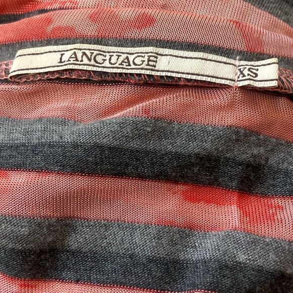 Language Pink and Blue Asymmetrical Tunic with 3/4 Sleeves - Picture 3 of 5